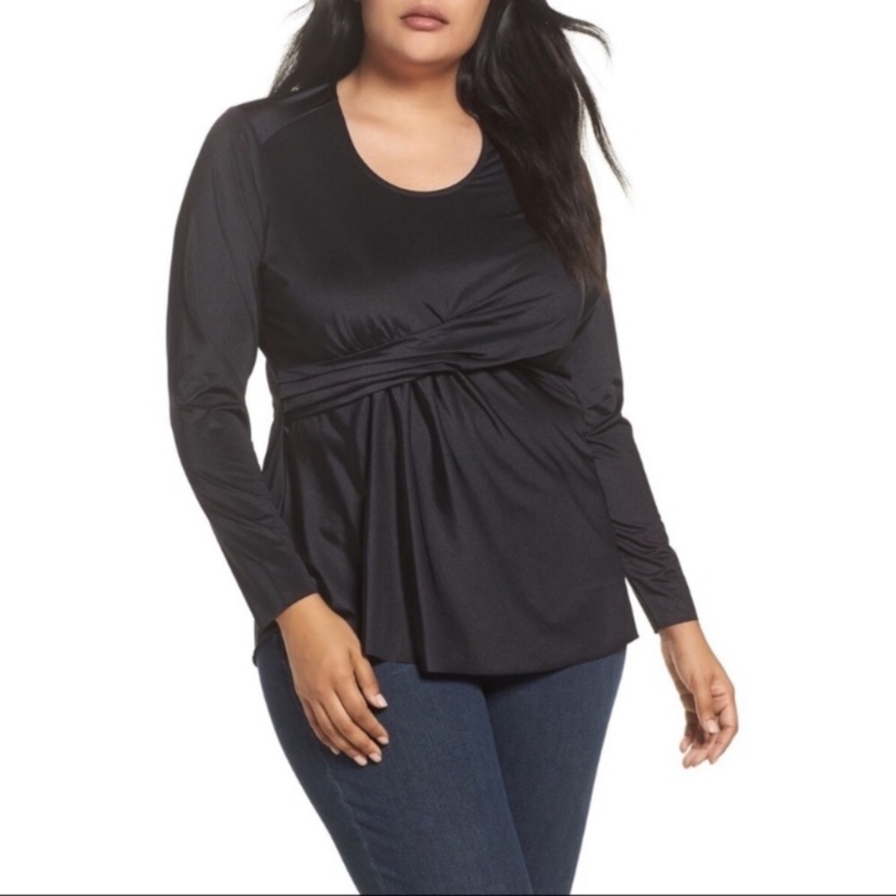 Melissa McCarthy Seven7 Black Shiny Blouse 3X